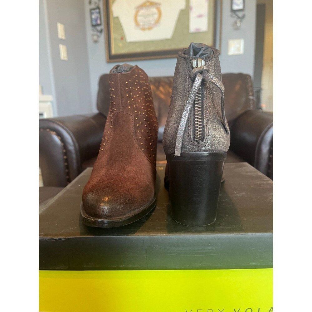 Very Volatile Woman Zeke Brown Leather Studded Boots - Picture 6 of 11